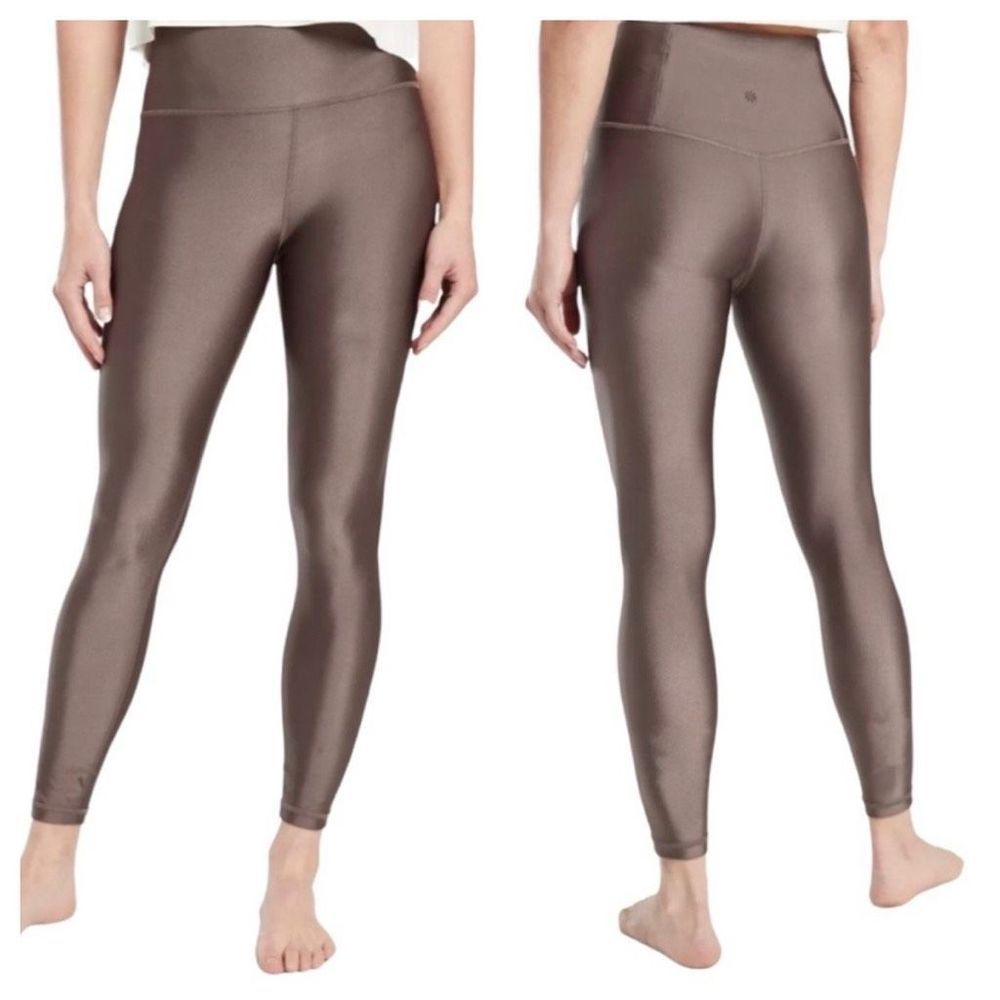 Athleta Elation Shine Tight Coffee House sz medium 7/8 Leggings